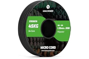 Kamu Synber Micro Corda 1.18mm Paracord Cordino 30m Bobina per Artigianato, Braccialetti, Portachiavi | Supporto 45kg | Nero