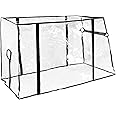 Wagon Rain Cover 74x51x110cm Folding Beach Trolley Cart Cover Waterproof PVC Festival Trolley Cover Transparent Wagon Canopy with Zipper Closure for Camping Garden Picnic Cart Stroller