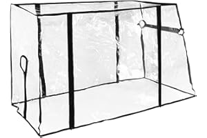 SMELEYOU Wagon Rain Cover 74x51x110cm Folding Beach Trolley Cart Cover Waterproof PVC Festival Trolley Cover Transparent Wagon Canopy with Zipper Closure for Camping Garden Picnic Cart Stroller