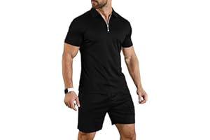 KUYIGO Men's Summer Polo Shirt & Shorts 2-Piece Set Tracksuit Clothing Fashion Casual Loungewear Sets