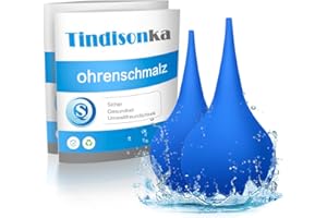 Tindisonka 2 Stück Ohrenreiniger 60ml ● Ohrenreiniger Ohrenschmalz Entferner ● Ohrreiniger für Erwachsene ● Ohrenschmalz Entferner Sauger ● Ohrendusche für Babys, Kinder & Erwachsene, Blau