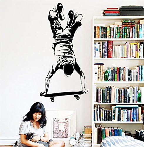 Homemay PVC Wall Stickers Abstract skateboarding green living room bedroom children's room home decor can be removedWallpaper125 cm x 60 cm-Gray