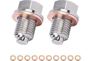 KSYWYDU 2 Piezas Tapón Magnético Drenaje Aceite, Tornillo Carter Aceite M14x1.5 con Junta de Cobre, Acero Inoxidable y 10 Arandelas para Cárter en Automóviles, Motocicletas y Barcos, Reemplazo Fácil