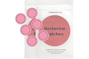 CURLADY Bobbihealth Lab Berberine Patches, Healthy Shape Support, Botanical Plant-Based Formula with Berberine, Chromium, Vitamin B Complex, L-Glutamine, 30/60 Vegan Weightless Patch