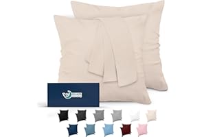 Dreamzie Fundas de Almohada (Juego de 2) - para Las Almohadas 80 x 80 cm, Beige, Microfibra (100% Poliéster) - Fundas de Cojines de Calidad con una Suavidad Incomparable