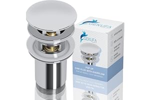 GEKUFA Bonde de Lavabo aevc Trop Plein Universelle,Bonde de Lavabo Pop Up, Bonde Clic Clac,Bonde Pop Up, Chromé