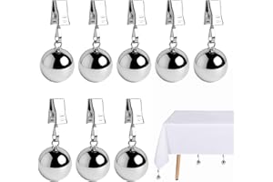 nplaseta Tischdeckenbeschwerer 8 Stück Stabile Tischdecken Gewichte, Extra Schwere Rostfreie Edelstahlkugeln mit Clips Gewichte für Vorhänge, Tischdeckengewichte für Outdoor Tischdecken Vorhänge