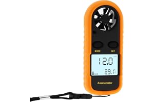 Smgda Bärbar anemometer, digital anemometer med hög precision, LCD-anemometer för drake/meteorologi/fiske med MAX/MIN/AVG, vindtemperaturtest