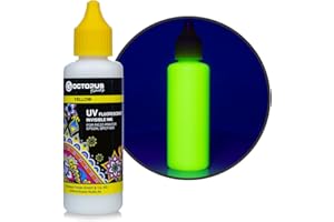 Octopus Yellow UV Fluorescent Invisible Ink, 50 ml, Bottle, Dye-based, Ink, Compatible with Epson and Brother Piezo Printers