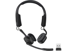 SHOKZ Casque à conduction osseuse OpenMeet UC, adaptateur USB-A, casque Bluetooth oreilles libres avec micro antibruit, écouteurs sans fil travail, appels, réunions, Bluetooth 5.4, autonomie 15 heures