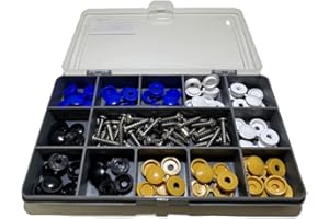 RADSO® Professional Number Plate Anti-Theft - 81 Pieces - Security Screw Cover Kit with Torx Security Bit - Includes Black, White, Blue and Yellow Plastic Hinged Caps for Trade and DIY