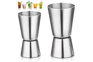 Abeillo Miarki do alkoholi 25/50ml i 15/30ml, stal nierdzewna Miarka do alkoholu Jigger Craft Podwójny kubek do odmierzania napojów Bar Party Wino Koktajl Drink Shaker