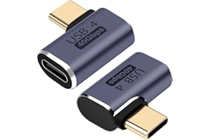 AIYEEN Adapter USB C 40 Gbps (2 sztuki), wtyczka USB C na gniazdo, adapter kątowy USB 4.0 typ C, wtyczka do transmisji danych, kompatybilny z urządzeniami Samsung, MacBook i innymi urządzeniami USB-C