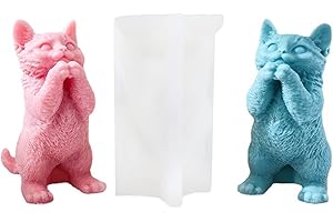 Xidmold 3D Standing Cat Candle Mould, Cat Silicone Mould for Chocolate, Fondant, Soap, Candle, Figurine, Polymer Clay, Statue, Resin Art Crafts