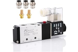 AOMAG Pneumatisches 1/4 "PT-Magnetventil 4V210-08 DC 12V Single Coil Pilotbetriebene elektrische 2-Positionen-5-Wege-Anschlussart