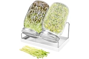 REFORUNG 2er Set Sprossenglas Keimglas, 750ml Sprossen Anzuchtset Sprossenglas Sprossen Keimgerät mit Deckel & Sieb, 2 Einstellbare Halterung, 1 Weiß Drip Tray, Keimglas für Sprossen & Keimlingen