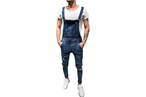SSLLH Herren Denim Latzhose Slim Fit Latzanzug mit Träger Overall Jeans Lange Mode Schutzlatzhose für Männer Arbeitshose mit Latz und Kniepolstertaschen Cargo Workwear Strampler mit Knietaschen