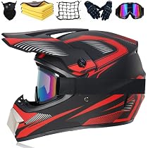 UIGJIOG Motorrad Crosshelm Mit Brille (4 Stück) - Adult Motocross Helm