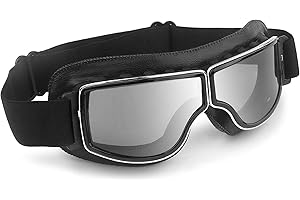 HUOBI Motorcycle Goggles Vintage Anti Fog Pilot PU Leather Glasses Dustproof ATV Off Road Motorbike Helmet Eyewear Protect for Ridding Motorcross Classes Aviator Goggles
