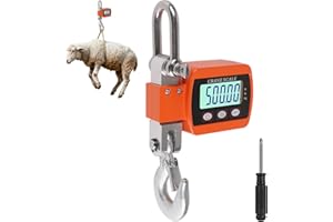 EFUTURETIME Balance Suspendue Numérique 500 KG, Balance À Grue Crochet Électronique en Aluminium avec Capteur Précis LCD Portable pour Chasse, Pêche, Ferme, L'usine, Pesage sur Quai, Orange