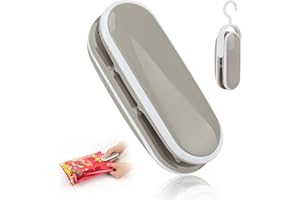 Tunknew Easy Seal Bag Sealer, Bag Sealer with Hook 2 in 1 Mini Handheld Bag Heat Vacuum Sealer Portable Bag Type Sealing Machine for Plastic Bag Snack Bags (Battery Not Included)