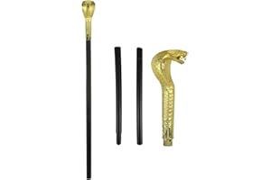 Islander Fashions Mens Stick Pimp, Snake Scepter Cane with Gold Top Novelty Party Accessory One Size (Snake Scepter Cane) One Size