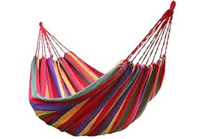 HIPIER Hamacas Colgantes Jardin Exterior Algodon Lona Hamaca Portátil al Aire Libre Acampada Viaje para 2 Personas Carga de 300 kg Colorido (2 Personas, Rojo)