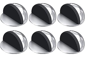 ROYOUZI 6 Stück Türstopper Boden Selbstklebend, Edelstahl Kleben Bodentürstopper mit Gummipuffern, Türpuffer Boden Wandpuffer für alle Hartböden zum Schutz von Türen, Wänden und Möbeln