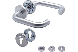 GENERIC Türgriffe APECS Drückergarnitur zimmertüren INOX Türklinke für Haustür und Innentüren Türbeschlag rund Rosettengarnitur edelstahl matt U-Modell H-0203+PZ, Silber