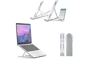 Guimey, Supporto PC Portatile, Pieghevole e ventilato, 10 Livelli di regolazione, Dispositivo di raffreddamento ergonomico compatibile con MacBook Air, Pro, Dell, 10-15.6''(Bianco)