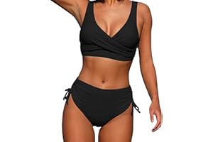riou Bikinis Mujer 2024 Push Up Baratos Halter Bikini Traje de Baño Dos Piezas Sujetador y Braguitas Cintura Alta Basic Tankinis BañAdores Beachwear Brasileños Biqunis