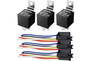 GUUZI 3 Pack 12V 40 Amp Relè Auto DC 5 Pin SPDT e Cablaggio - Kit Relè Fili di Rame per Impieghi Gravosi per Camion Automobilistico Furgone Moto Barca