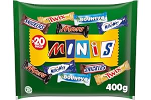 ‎MARS Mixed Minis Schokolade Großpackung, 20 Mini-Schokoriegel Snacks(Mars, Snickers, Bounty, Twix, Milky Way), als Süßigkeiten, Schokoladen Geschenk, Süßigkeiten Box,400g