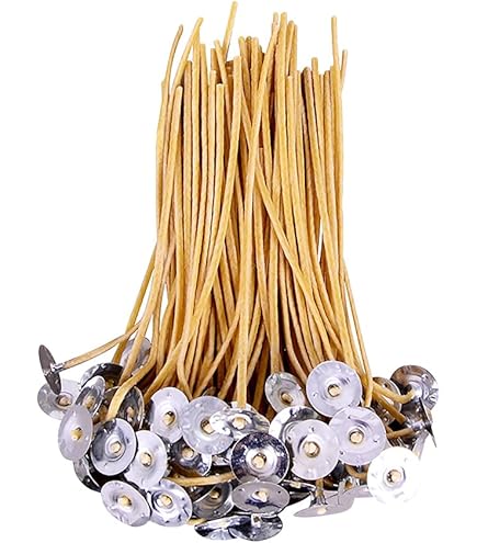 100 Cotton Candle Wicks Kit - 15cm Wicks With Wooden Holders & Stickers For Soy Beeswax Candles