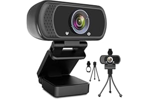 TOLULU Webcam HD 1080p, cámara web USB para ordenador de sobremesa o portátil, Full HD, ángulo panóramico de 110 grados, ideal para hacer transmisiones en directo, llamadas, conferencias y para juegos
