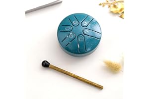YOUEHSENT Mini Steel Tongue Drum 3 Inch Sound Healing Kit, Handpan 6 Note Worry-Free Drum, Green