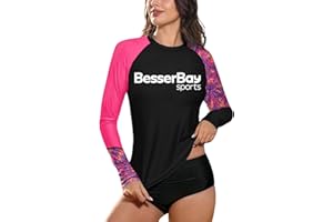 BesserBay Womens Long Sleeve Swimming Summer Sun Protection Quick Dry UV Rash Guard S-XXL