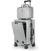MERCURY TEXTIL- Cabin Suitcase with Toiletry Bag (Light Grey) | Polycarbonate and ABS, Multifunctional Suitcase with USB and