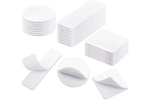 HOMMAND Feltro Adesivo Forte, 24 Pezzi Feltro Biadesivo Hook Loop, Strisce a Strappo Adesivo, Feltro Autoadesivo Extra Forte, Strech Adesivo, 8 Rettangoli, 8 Quadrati, 8 Tondi (Bianco)