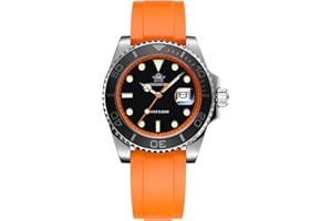 ADDIESDIVE Analogowy zegarek kwarcowy dla mężczyzn do nurkowania BGW9 świecący 200 m wodoszczelny z gumową taśmą, czarny pomara?czowy, Klasyczny