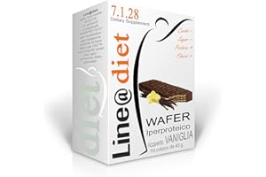 WAFER IPERPROTEICI Line@Diet FASE 1 | Wafer ad alto contenuto di PROTEINE | ottimi come snack DOLCE (10 VANIGLIA RICOPERTI)