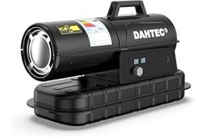DAHTEC Chauffage Diesel Haute Performance 20 kW - Radiateur Industriel - Surface Chauffée : 220 à 300 m² - Thermostat Réglable & Indicateur de Niveau d'huile - Pour Ateliers, Chantiers, Agricole