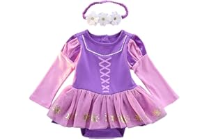 HIHCBF Neonata Costume di Carnevale Vestito da Principessa Pagliaccetto per Bimba Compleanno Festa Halloween Cosplay Natale Abitini per Bambina con Archetto