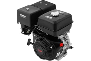 CHERIKIU 4-Takt Benzinmotor, 15 PS Einzylinder Benzinmotor Schwerlastmotor Standmotor Kartmotor Industriemotor Seilzugstart luftgekühlter Viertaktmotor, 420 ccm Geringer Kraftstoffverbrauch (Schwarz)