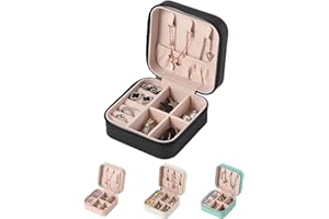 Senshuomy Jewellery Box for Women and Girl,Portable Mini Jewelry Box,Multi-functional PU Leather Jewelry Display Holder,Small Travel Jewellery Box for Necklace Rings Bracelets Earrings(Black)