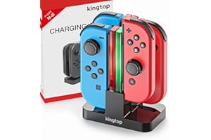 KINGTOP 4 en 1 Chargeur pour Nintendo Switch Manettes Charging Dock avec Indicateur LED