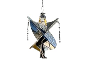 DORUGAGE Handmade Stained Glass Spinner | Dancing King Pattern Acrylic Wind Spinner Hanging Decor | Twirl It Melody Spinners Garden Ornament for Window Indoor Art Decoration
