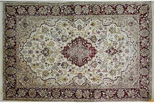 Rug Pak Persian ISFAHAN size:122x190cm 100% original HAND KNOTTED RUG classic colours: MAROON, DOVE GREY, CREAM, PISTACHO