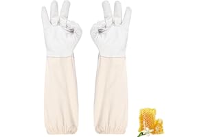 CUEMOON Imkerhandschuhe aus Ziegenleder, Imker Schutzhandschuhe, Imkerei Handschuh,für den Anfänger Beekeeper, Männer, Frauen (L)