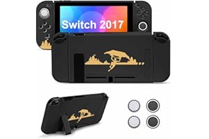 JINGDU Switch Protective Case for Switch 2017 NS, Dockable Soft TPU Switch Protector, Slim Shock-Absorption Anti-Scratch Switch Cover for Switch NS with Thumb Grips Caps
